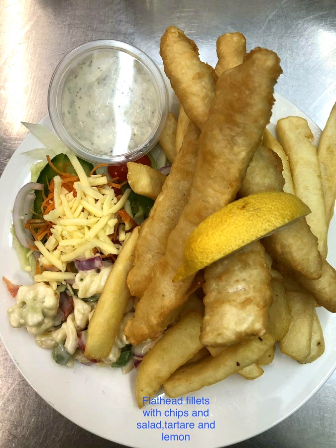 Flathead Fillets at The Top Pub Rosebery